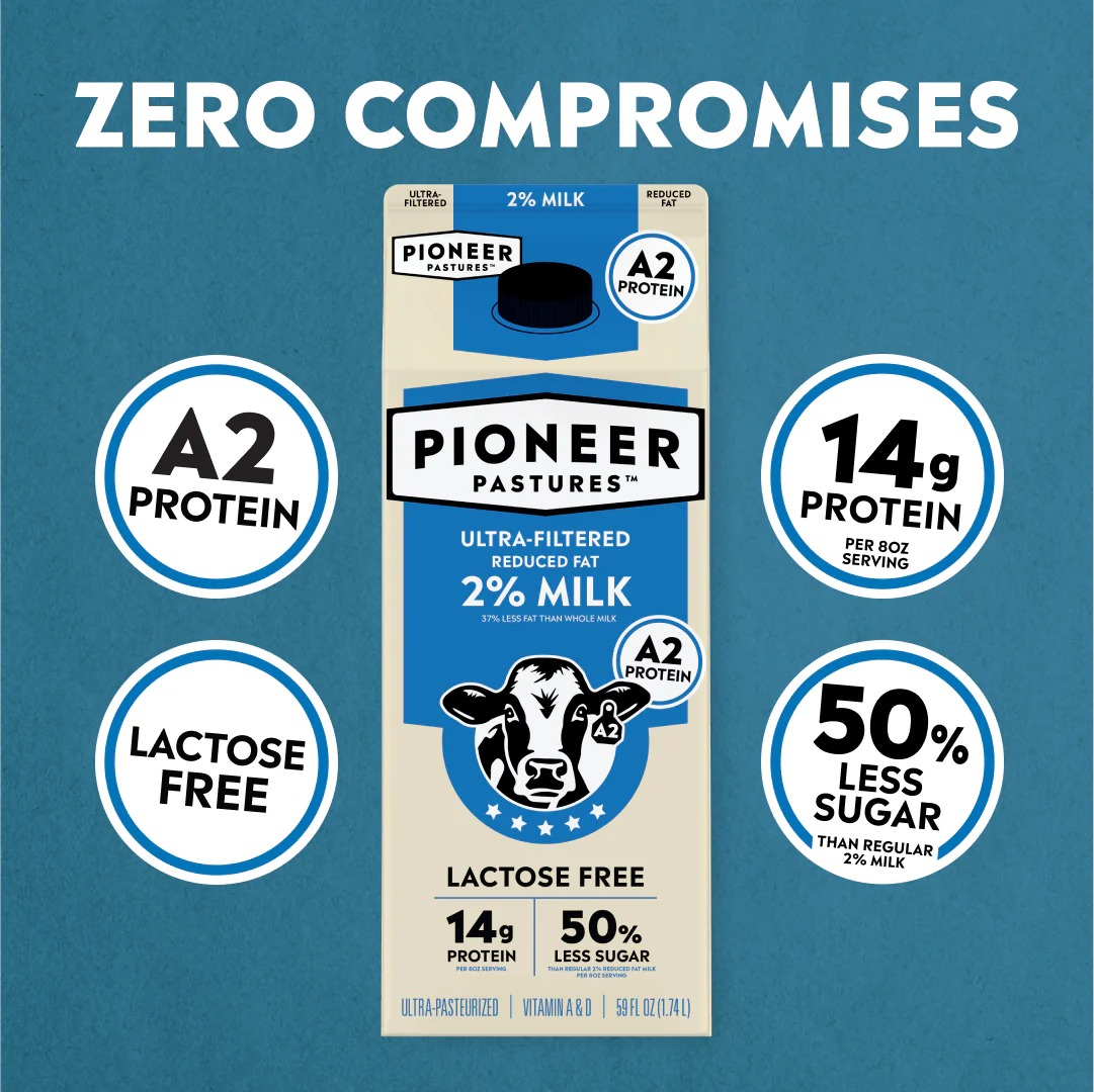 Ultra-Filtered A2 Reduced-Fat 2% Milk — Pioneer Pastures